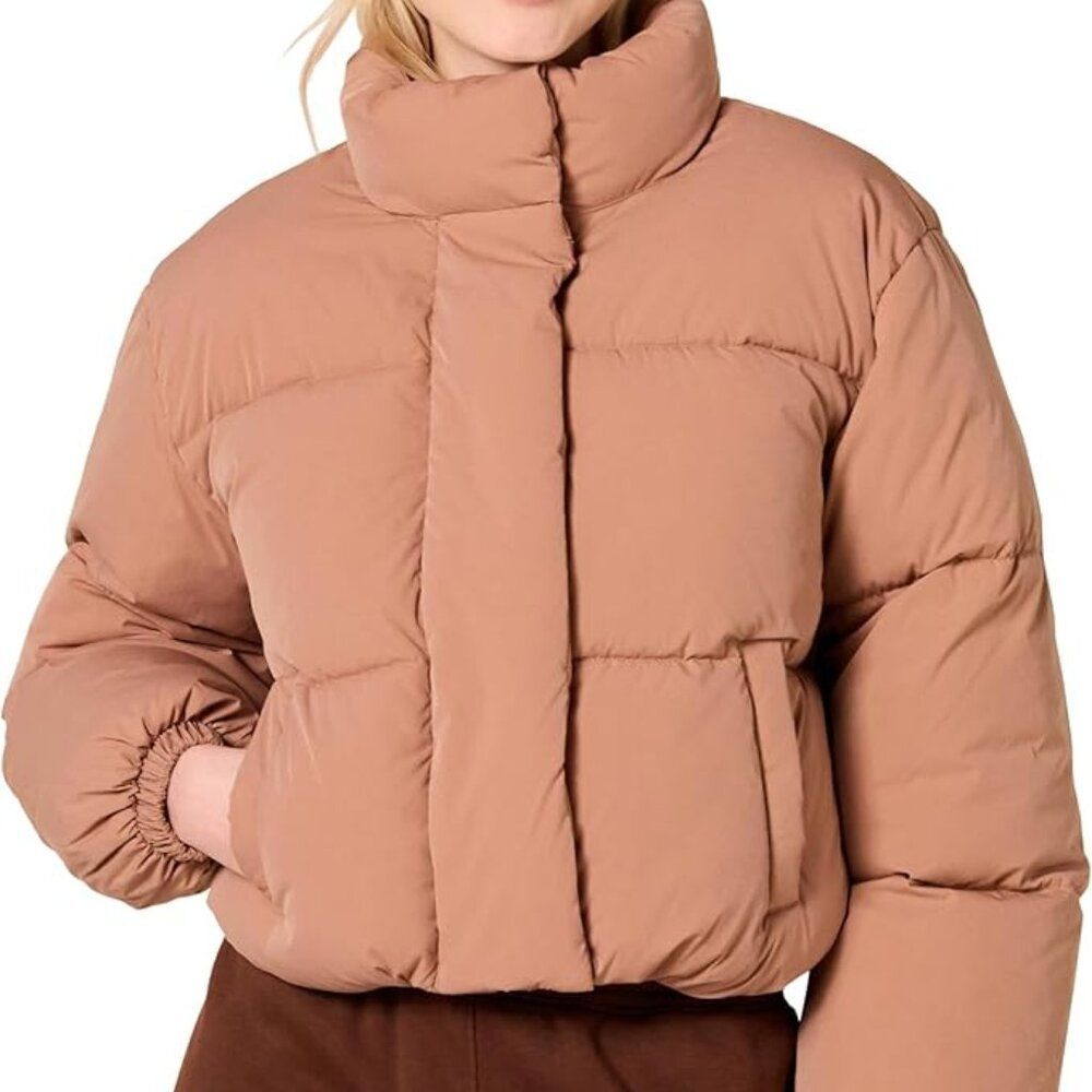 Cropped Puffer Jacket Cozy Quilted Winter Warm Coat